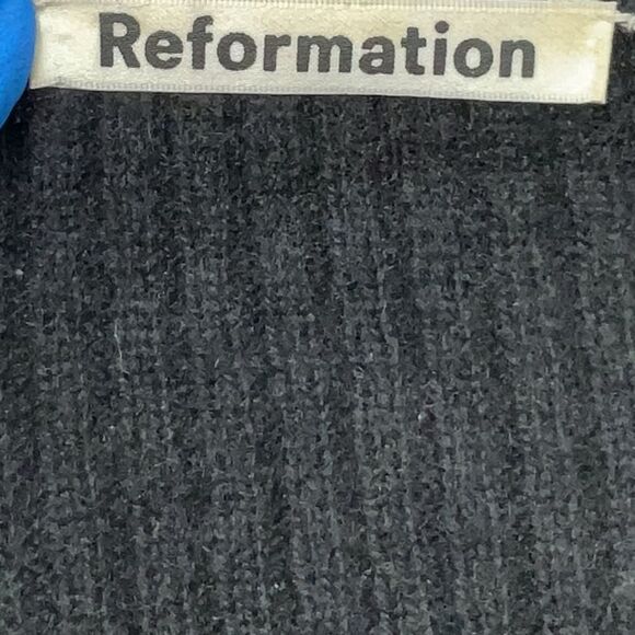 Reformation Cashmere Black Ribbed Scoop Neck Mia Cashmere Sweater XL - Picture 2 of 8